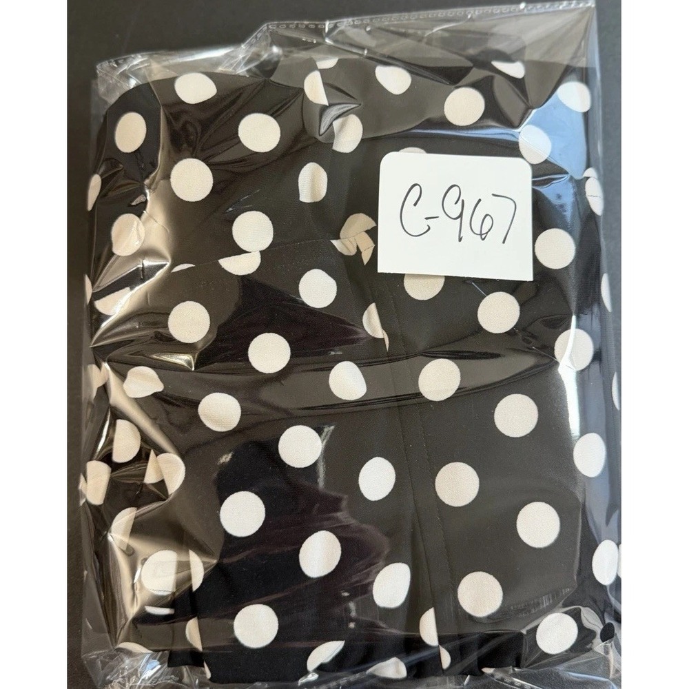 AK by Anne Klein Size 8 Cap Sleeve Black  &‎ White Polka Dot A-Line Dress - Picture 16 of 16